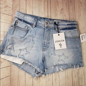 Pistola distressed cut off shorts with stars